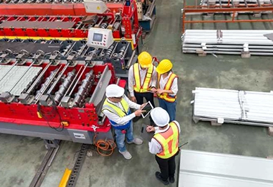 assembly line and packing workers